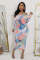 Sexy and fashionable digital printed one line collar strapless dress
