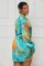 Sexy and fashionable digital printed long sleeved V-neck women's dress