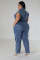 Tight waist, slim fit, elastic washed denim jumpsuit, straight leg, loose fitting jumpsuit