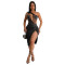 Fashionable women's mesh hot diamond mid length dress