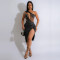 Fashionable women's mesh hot diamond mid length dress