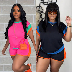 Fashionable and versatile loose fitting flesh covering short sleeved two-piece set
