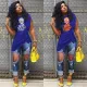 Letter printed round ruffle sleeve irregular T-shirt