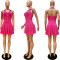 Elastic twisted fabric hanging neck, backless sexy pleated dress