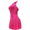 Elastic twisted fabric hanging neck, backless sexy pleated dress