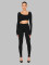 Women's two-piece autumn/winter new solid color pit stripe thread slim fit long sleeved pants set