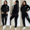 New Velvet Fabric Casual Style Set Splicing and Splicing Two Piece Set
