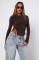 Long sleeved T-shirt Spring and Autumn Solid Color Slim Fit Round Neck Pullover T-shirt Women's Street Wear Bottom Top