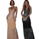 Sexy V-neck Sleeveless Hot Diamond Long Dress Women's Fashion Slim Fit Evening Dress
