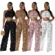 Wear loose fitting pants in solid color with a two-piece perspective set for women