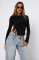 Long sleeved T-shirt Spring and Autumn Solid Color Slim Fit Round Neck Pullover T-shirt Women's Street Wear Bottom Top