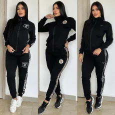 New Velvet Fabric Casual Style Set Splicing and Splicing Two Piece Set