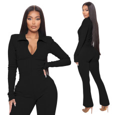 European and American Amazon New Product Pit Zipper Sports jumpsuit