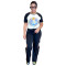Fashion women's printed multi-color short sleeved pants set