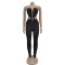 Fashionable women's solid color sleeveless strapless hollow out pants