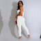 Fashionable women's solid color sleeveless strapless hollow out pants