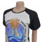Fashion women's printed multi-color short sleeved pants set