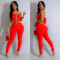 Fashionable women's solid color sleeveless strapless hollow out pants