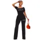 LUCKY LABEL Hot Diamond Short Sleeve Pit Strip Casual Two Piece Set