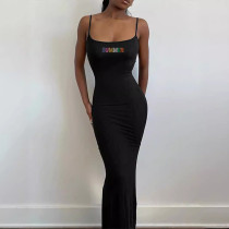 Summer thread SUMMMER hot diamond low cut suspender long skirt