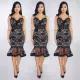 sexy women's lace fishtail skirt hem perspective dress