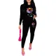 Flower printed long sleeved pants casual two-piece set