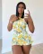 Summer Hot Selling Tank Top Sports Leisure Pleated Print Two Piece Set