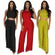Short strap wide leg pants sexy two-piece set