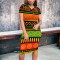 Printed fashionable temperament casual women's clothing African totem printed dress