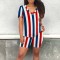 Women's casual printed striped two-piece set
