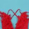 Hot Diamond Feather V-Neck Open Backpack Hip Slim Fit Dress