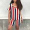 Women's casual printed striped two-piece set
