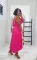 Solid color pleated strapless slim fit slit dress