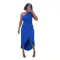 Solid color pleated strapless slim fit slit dress