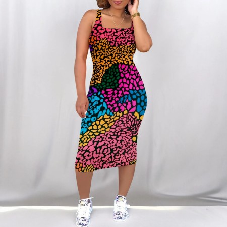 Leisure animal print temperament summer dress for women