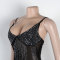 Hot selling hot diamond perspective suspender elastic slim fit jumpsuit