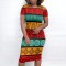 Printed fashionable temperament casual women's clothing African totem printed dress