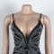 Hot Diamond V-Neck Wrap Hip Hanging Strap Split Dress