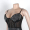 Hot Diamond Perspective Splice Wrap Hip Elastic Sling Dress