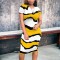 Irregular striped short sleeved tight fitting dress