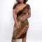 Printed fashionable temperament casual women's clothing African totem printed dress