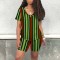 Women's casual printed striped two-piece set