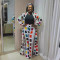Casual printed long split jacket two-piece set