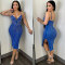 Hot Diamond V-Neck Wrap Hip Hanging Strap Split Dress