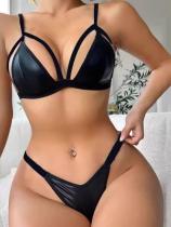 Sexy temptation, charming flirting, three points bikini, fun patent leather underwear