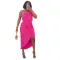 Solid color pleated strapless slim fit slit dress