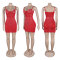 Hot Diamond Perspective Splice Wrap Hip Elastic Sling Dress