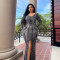 Hot Diamond Wrap Hip Large Open Back Front Split Elastic Long Dress