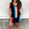 Women's casual printed striped two-piece set