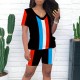 Women's casual printed striped two-piece set
